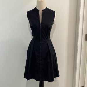 Alfani Petite Utility Faux Leather Trim Zip Front Fit & Flare Vest Dress